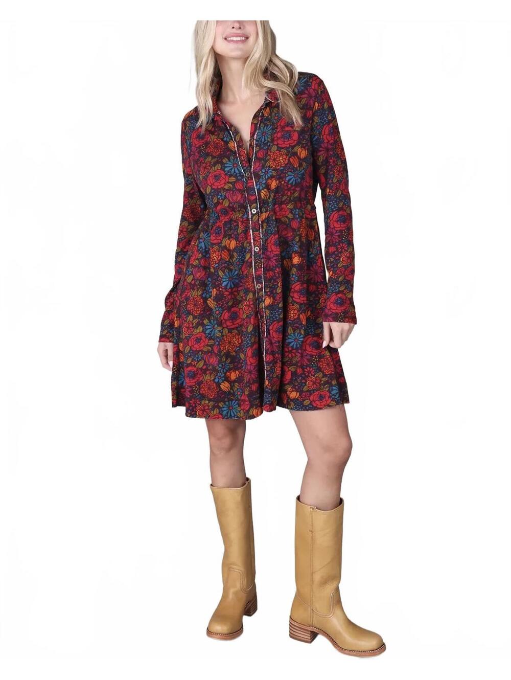Natural Life Christa Knit Cotton Mini Dress NWT Drawn Garden Charcoal XS